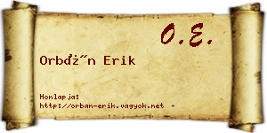 Orbán Erik névjegykártya