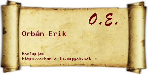 Orbán Erik névjegykártya